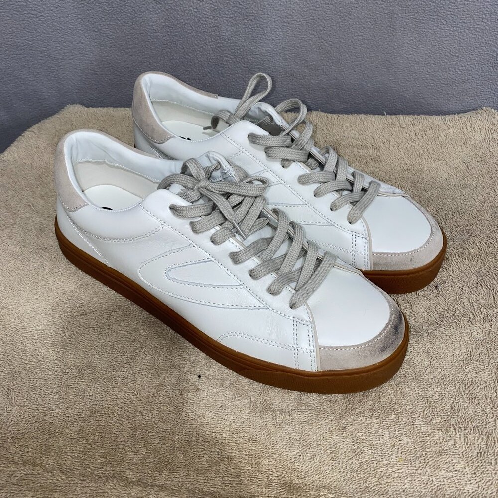Tretorn Kick Serve White Leather Sneakers Gum Sole Men’s Size 10M Lace-Up